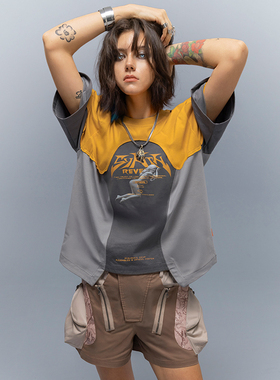 XIPHEVIL「梦姬生态服」索罗娜凉感抗菌遮热美式街头宽松印花T恤