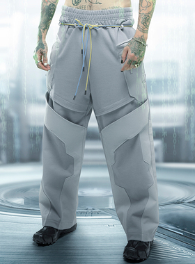 不作恶「幽灵骇客裤」赛博朋克街头休闲宽松拼接解构长裤春季