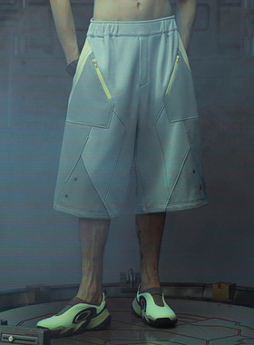 XIPHEVIL「星联FC竞技短裤」赛博朋克街头运动宽松纯棉透气松紧腰