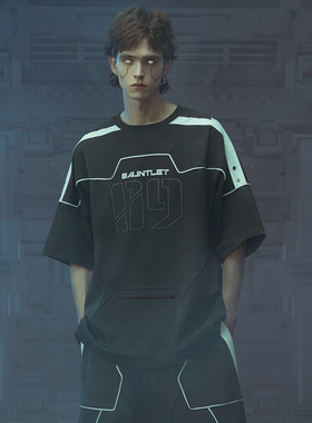 XIPHEVIL「星联FC作训恤」赛博朋克街头宽松运动套装球衣短袖T恤