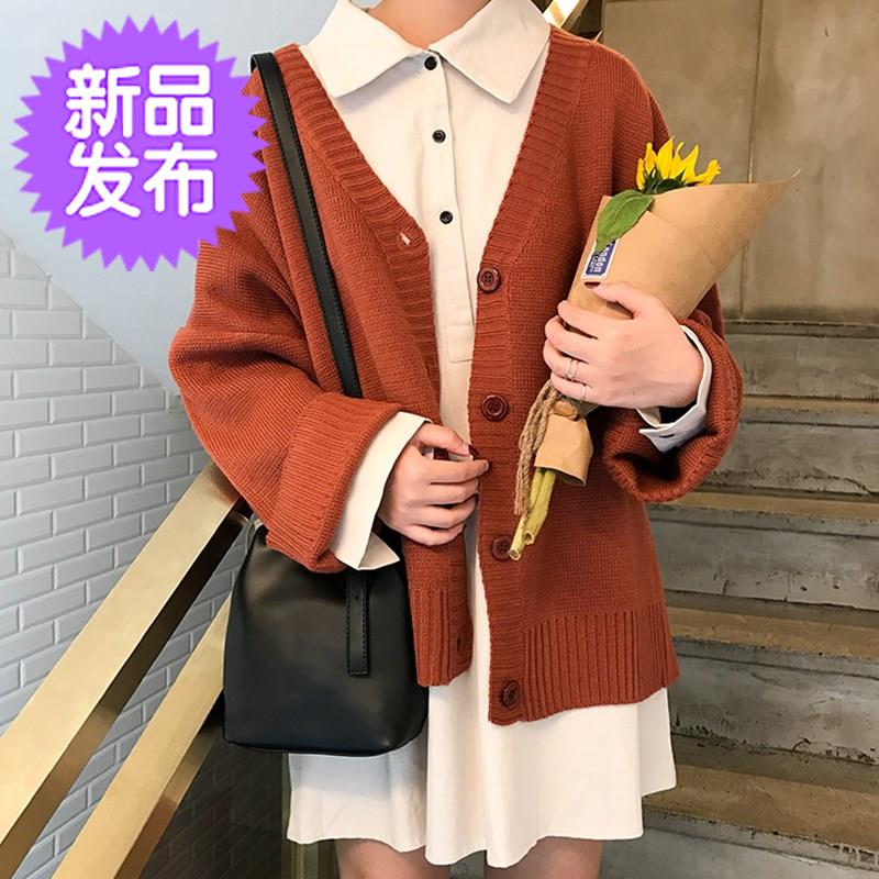春装2019新款韩版宽松单a排扣毛衣女百搭纯色v领长袖针织开衫外套|ruв категории Женская одежда, свитер - от Buy2taobao.com для оказания профессиональной услуги покупки агента Taobao