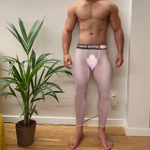 全光纱男保暖超薄打底九分长裤速干运动跑步透明高弹内搭裤MP2307