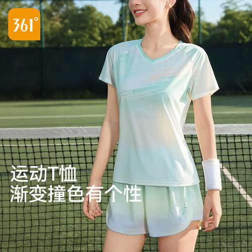 361羽毛球服2026年夏季吸湿排汗透气t恤女士健身跑步运动上衣短袖