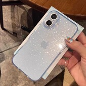 13小红书同款 高级冰川蓝闪粉苹果16手机壳iphone15promax女款 14全包简约透明新款 12硅胶软壳16plus防摔保护套
