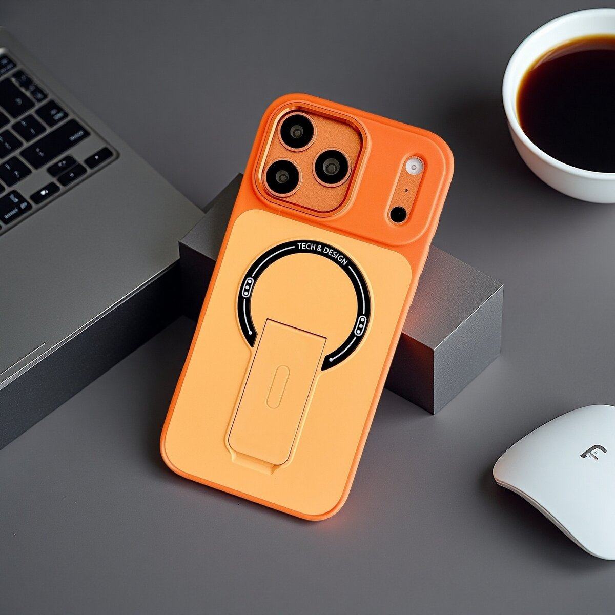 简约撞色折叠支架适用苹果17promax手机壳新款iPhone16pro高级感磨砂亲肤15全包防摔14磁吸充电17男士商务套