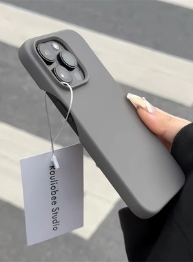 石墨灰肤感半包适用15苹果14plus手机壳15Promax多巴胺12高级13pro马卡龙11糖果色14pro男女款保护套简约创意