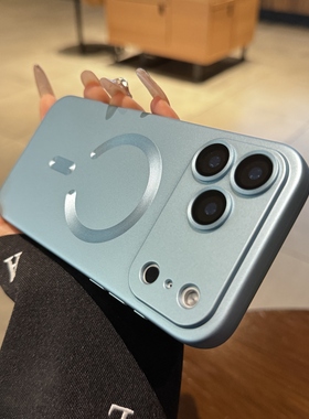 适用iphone17promax手机壳15苹果17新款云青色16pro带镜头膜plus电镀13磁吸充电14全包12硅胶防摔Air保护套软