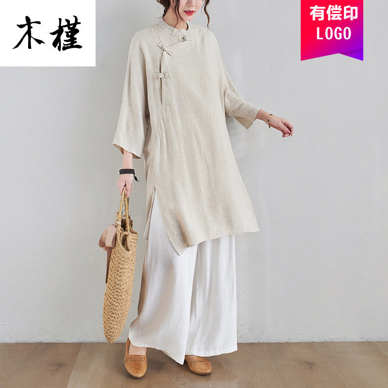 中国风禅意宽松大码禅修服茶艺师