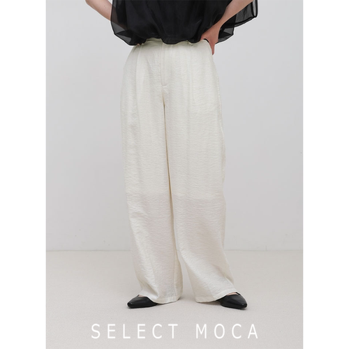 SELECTMOCA亚麻感高腰显瘦阔腿裤