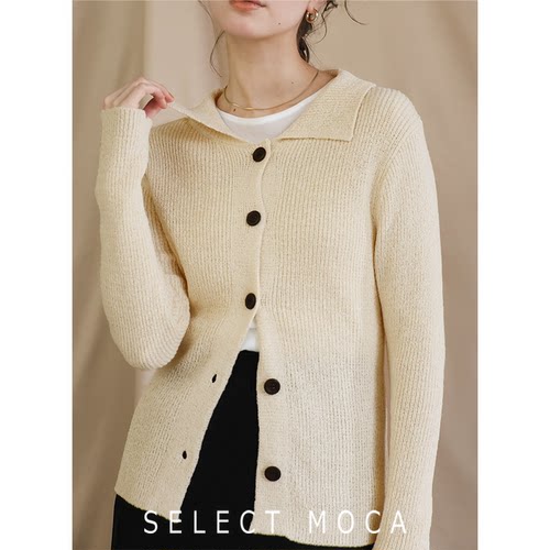 MOCA春季新款翻领开衫