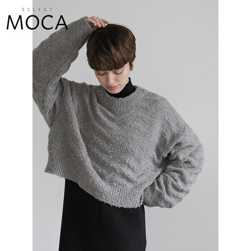 MOCA波浪纹百搭女装短款针织衫