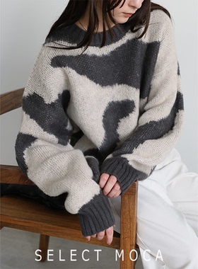SELECT MOCA秋冬圆领套头拼色毛衣加厚个性日本直邮20001332