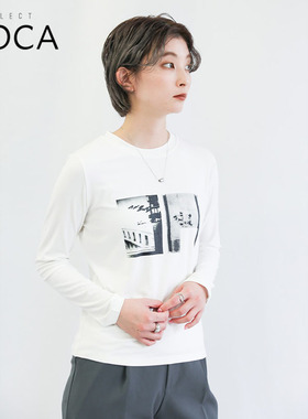 SELECTMOCA印花图案设计感宽松套头纯棉T恤女简约时尚日本直邮