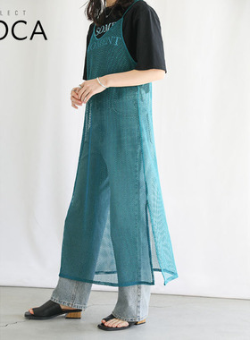 SELECTMOCA镂空渔网外搭日系设计感无袖连衣裙女日本直邮长裙米色