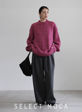 selectMOCA混色纱圆领宽松针织衫