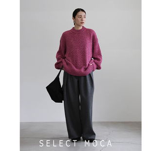 selectMOCA混色纱圆领宽松针织衫