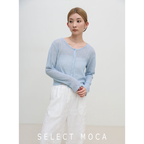 SELECTMOCA显瘦短款混色针织开衫