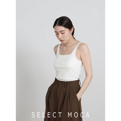 SELECTMOCA方领带胸垫罗纹背心