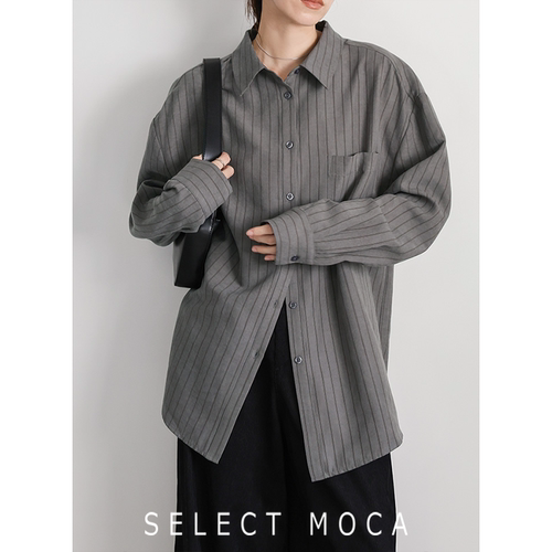 selectMOCA日系条纹宽松百搭衬衫