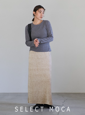 selectMOCA杨柳褶感丝绒A字半身裙女秋冬休闲气质小个子显高长裙