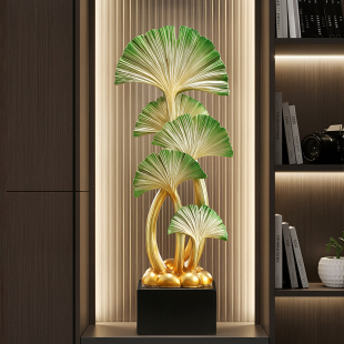 现代轻奢银杏叶装饰大摆件家居客厅玄关入户高级感工艺品开业礼物
