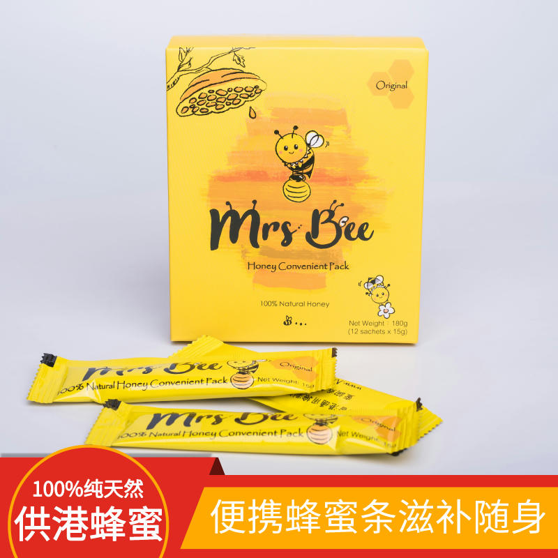 Mrs Bee供港蜂蜜升平村蜜糖蜂蜜条OEM订制便携小包装15g*12条