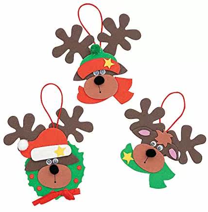 foam reindeer holiday ornament craft kit - pack of 12 kits泡