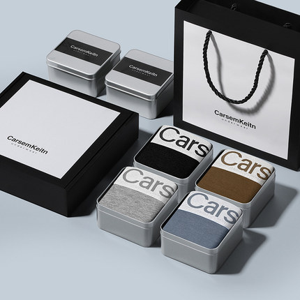 ck礼盒装男士内裤纯棉平角裤薄款透气青年学生秋冬季潮流四角裤头