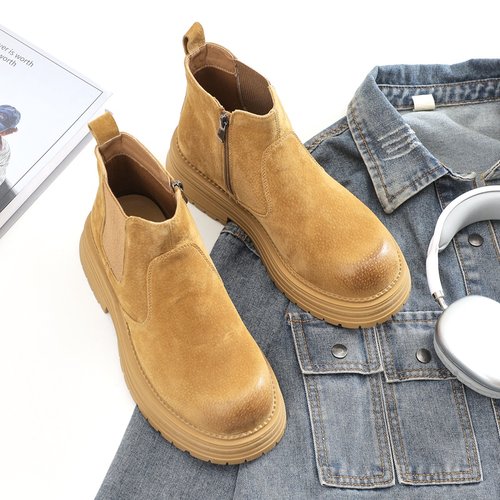 廉岳2024秋冬新款一脚蹬马丁靴