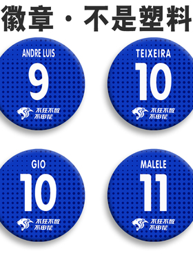 10号特谢拉申花徽章马口铁底吧唧Gio莫雷诺胸针 马莱莱挂件路易斯