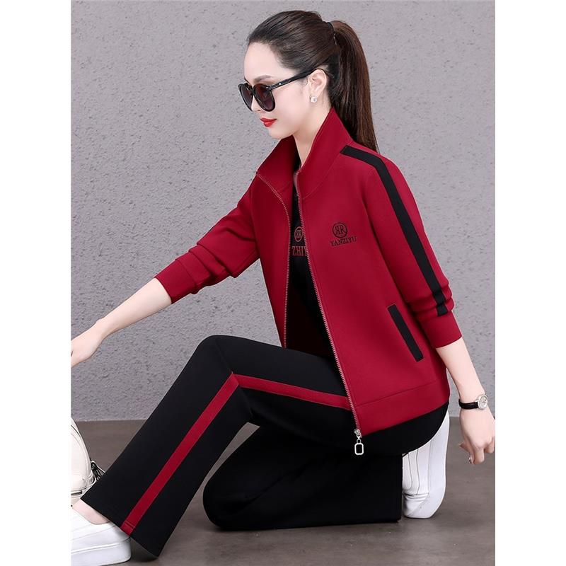 迈耐克斯女士三件套休闲运动服套装2025年新款洋气减龄宽松跑步服