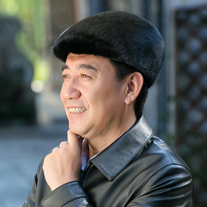 皮草男士中老年冬季护耳鸭舌帽子
