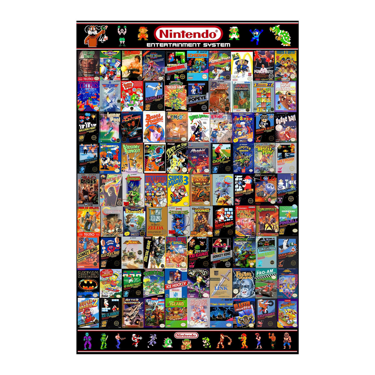 NES红白机游戏卡带盒装封面鉴赏海报 任天堂FC复古童年怀旧装饰画