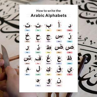 阿拉伯语字母学习海报 Arabic中东阿拉伯书法书写入门教学挂画