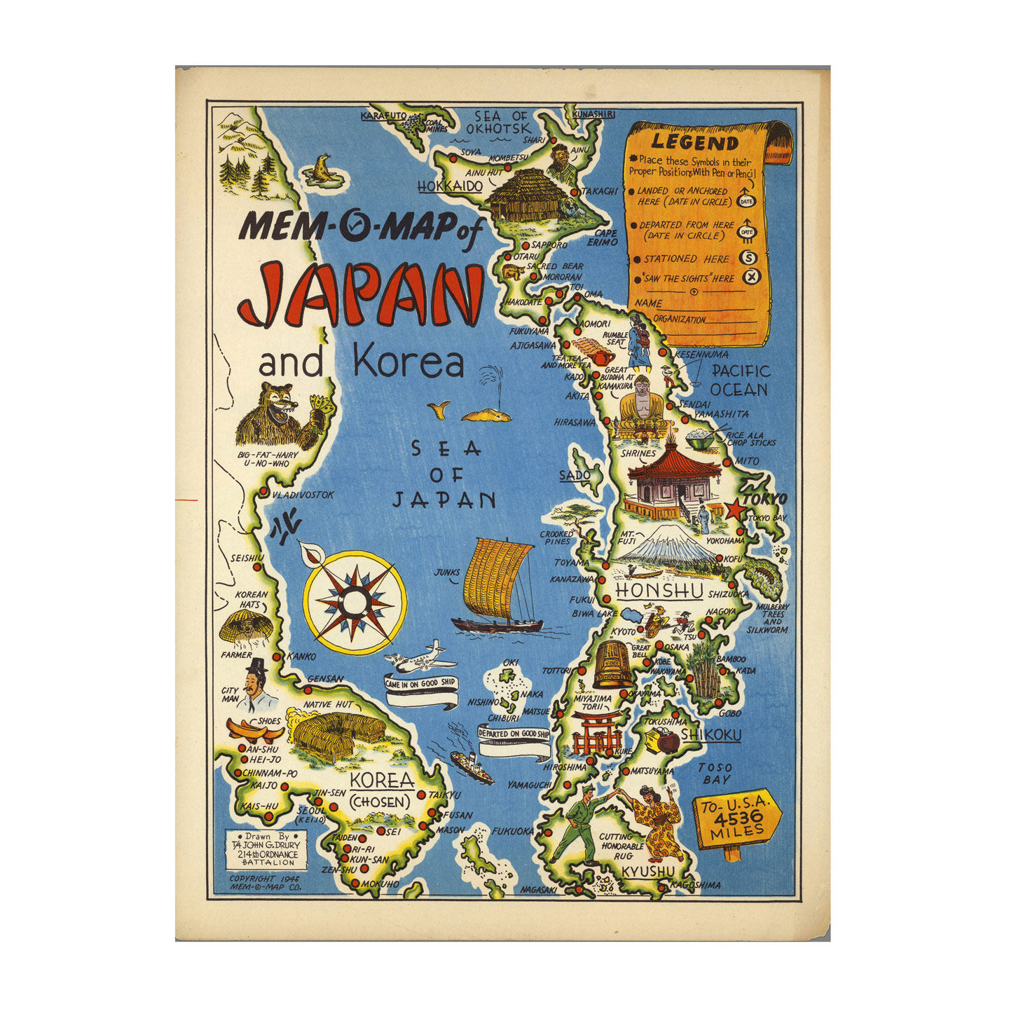 1946日本与朝鲜韩国地图海报 Japan and Korea旅游人文地理墙画