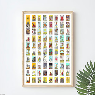 韦特塔罗牌图鉴装饰画 Rider-Waite Tarot卡牌大全中世纪墙画海报