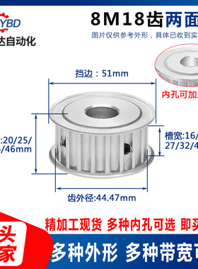 8M18齿两面平同步轮精加工现货同步带轮槽16/21/27/32/42带轮AF型