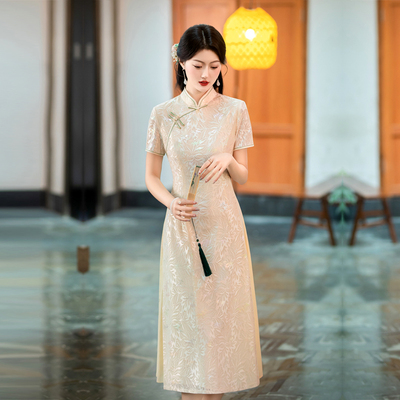 改良奥黛旗袍连衣裙妈妈日常夏装