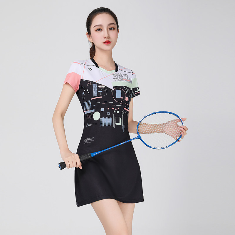 羽毛球服连衣裙女短袖速干透气