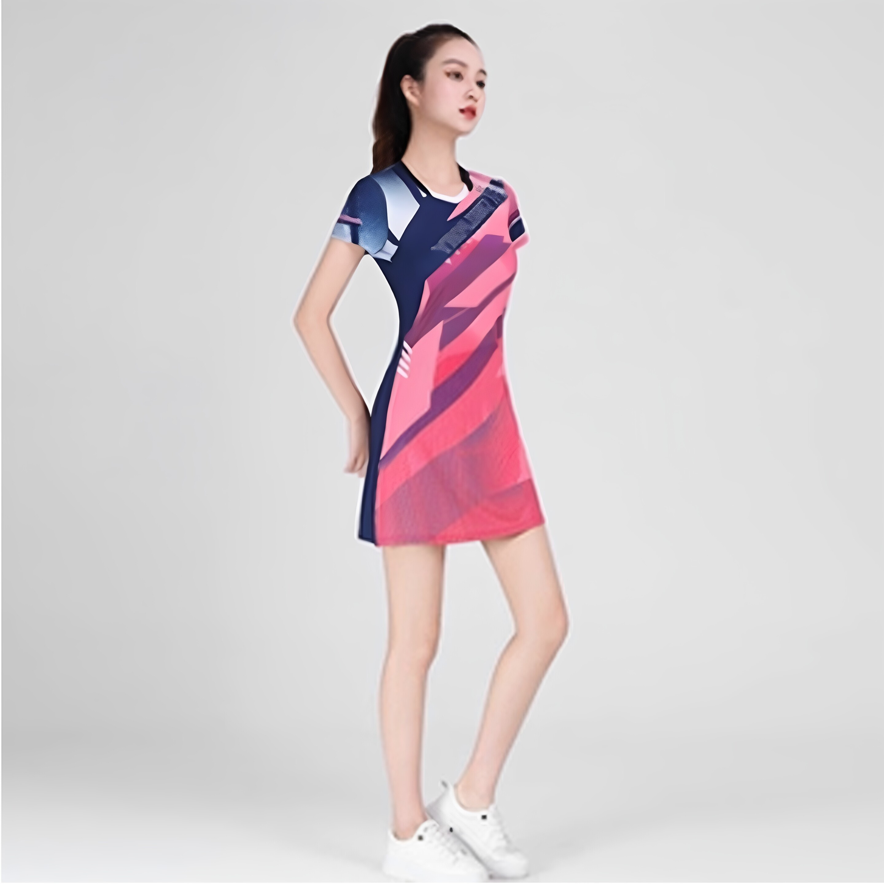羽毛球女连衣裙短袖运动服速干无袖T恤团购比赛套装网球定制大码
