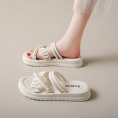女夏外穿时尚 2024新款 防滑沙滩凉拖鞋 厚底拖鞋 配裙子女鞋 外出两穿