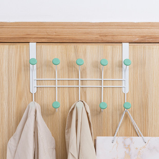 免打孔门后挂钩置物架衣帽排钩门背式 挂衣服收纳架多功能金属排钩