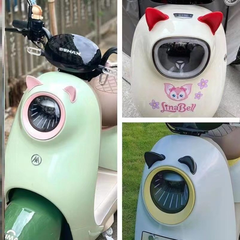 猫耳朵电动车头盔男女士半盔夏季防晒可爱韩版四季通用轻便安全帽