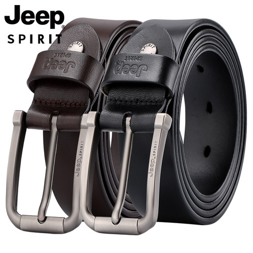 2026新款JEEP男士腰带正品皮带真皮头层牛皮针扣结实耐用休闲户外