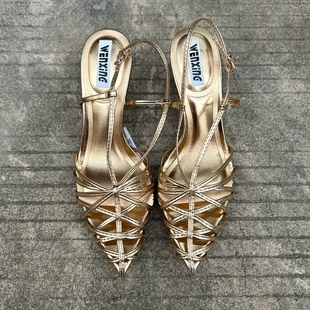 尖头气质显瘦镂空包头凉鞋 西班牙潮牌 7CM高跟时尚 新款 女 2025夏季