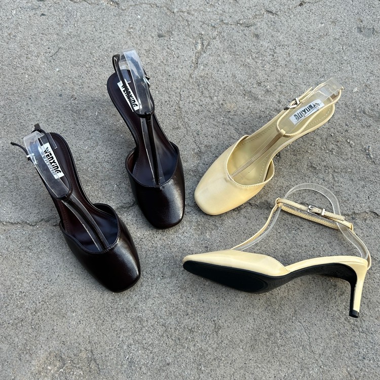 西班牙潮牌2025年夏季新款高跟休闲时尚百搭方头一字扣包头凉鞋女,女鞋,一字拖,淘宝优惠券,粉丝福利购,淘宝优惠卷