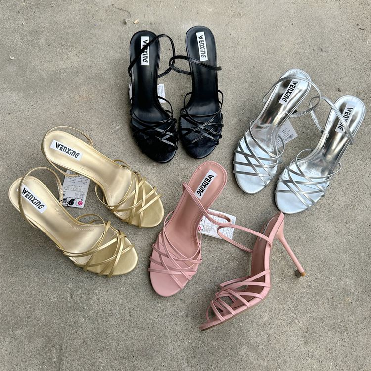 超高跟休闲交叉带露趾凉鞋女