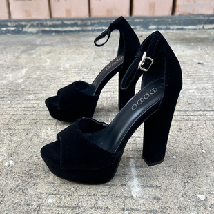 西施绒粗跟防水台凉鞋 新款 女 外贸2025年夏季 13CM超高性感T台女鞋