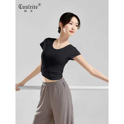 酷系(Cuulrite)芭蕾舞蹈服上衣女练功服紧身圆领T恤成人夏季跳舞