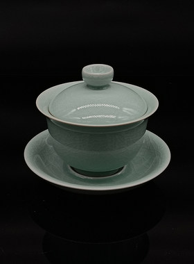 汝瓷杨聚斌窑精致冰裂釉小元宝盖碗茶杯